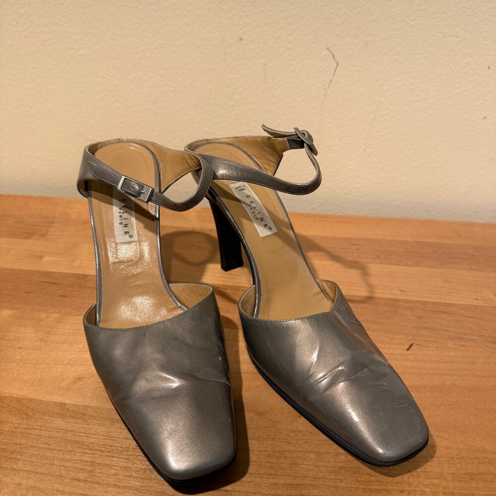 Celine Paris Taupe Patent Slip-on Heels - Picture 3 of 6